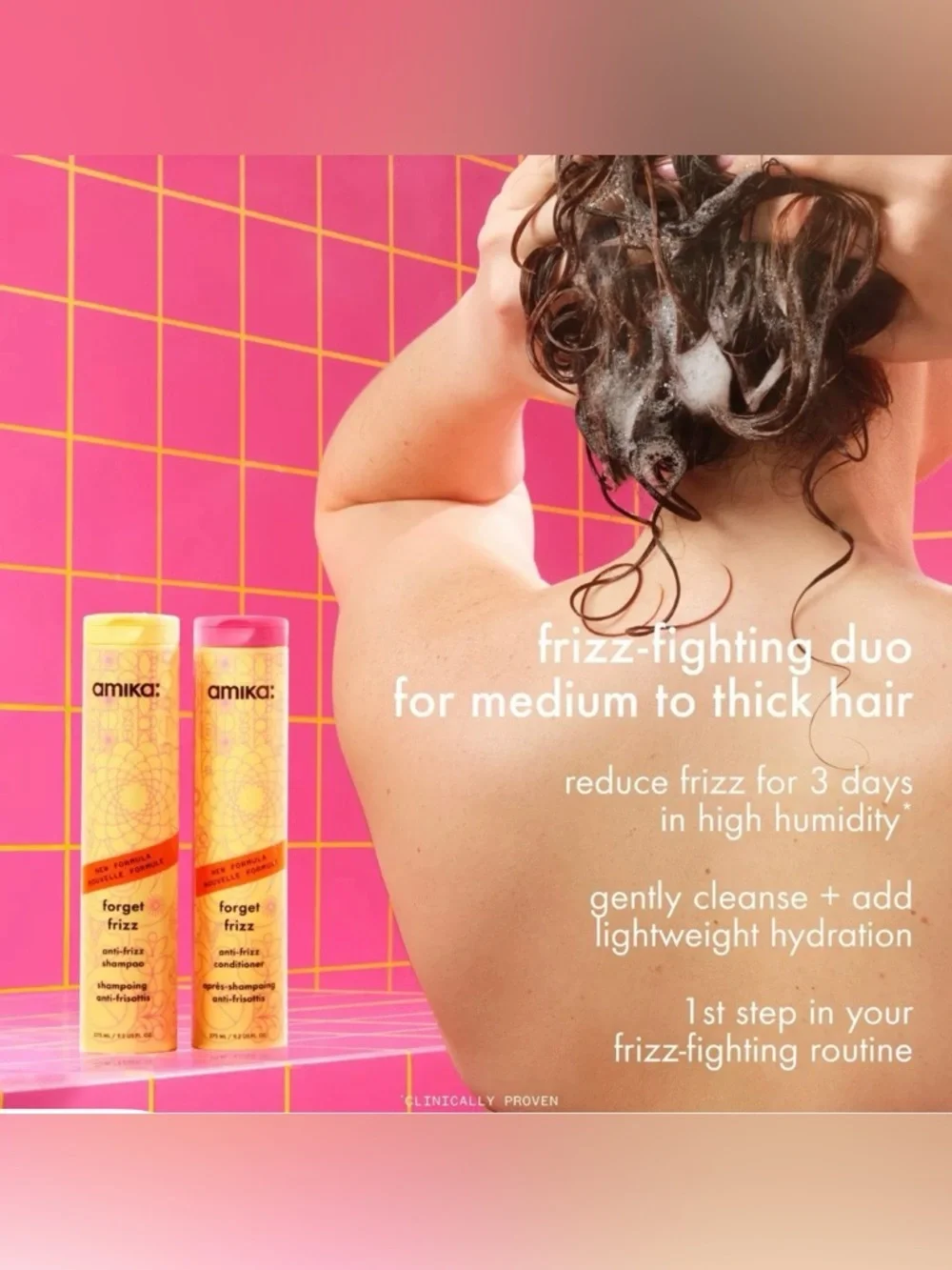 amika Forget Frizz Anti-Frizz Shampoo — Huge 275ML size new and sealed!